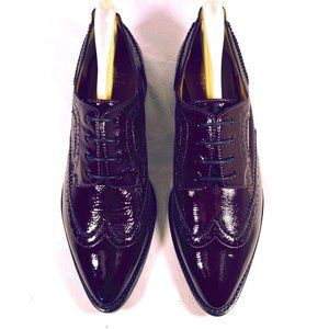 AQUATALIA Women's Gwen Naplak Burgundy Patent Leather Wingtip Oxford US 8 $450